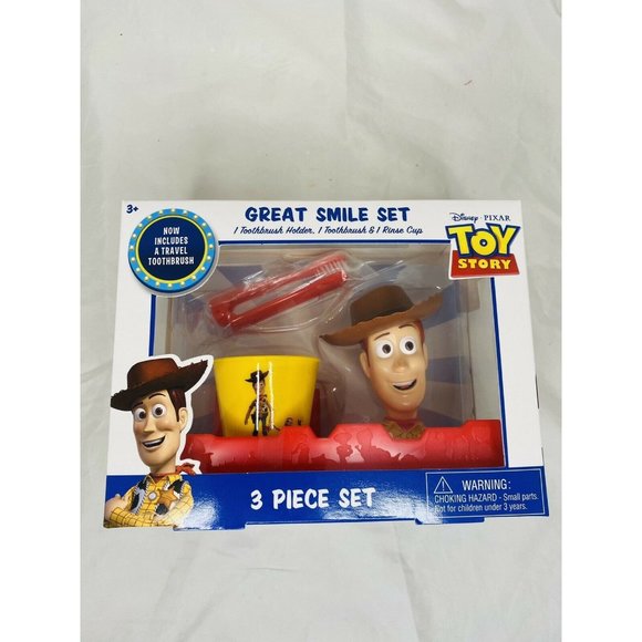 Disney Toy Story 4 Woody Toothbrush Holder Set Rinse Cup New Great Smile Set - Picture 7 of 12
